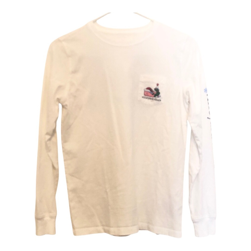 Vineyard Vines Women's Santa Whale Icon Whale Fill Long-sleeve Pocket Tee Shirt - Picture 2 of 5